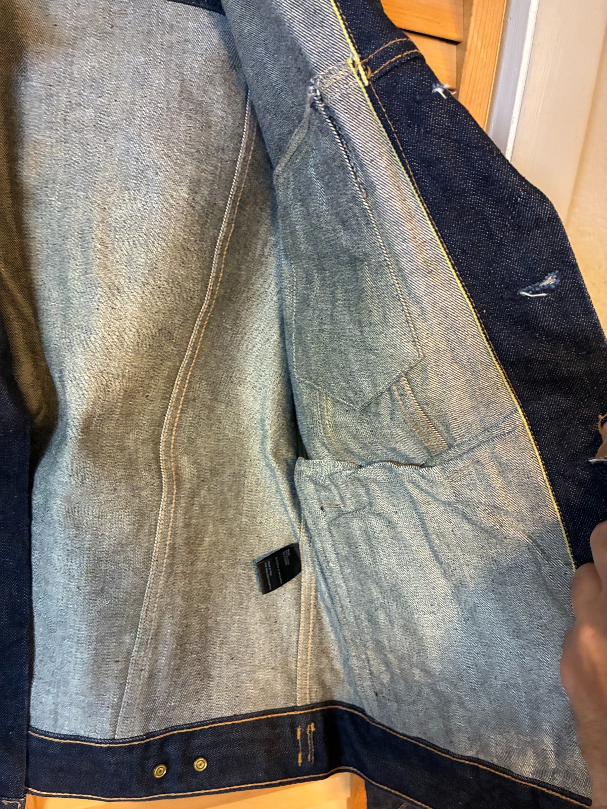 Flint And Tinder Denim Trucker Jacket Adult Medium Black Huckberry Made In USA