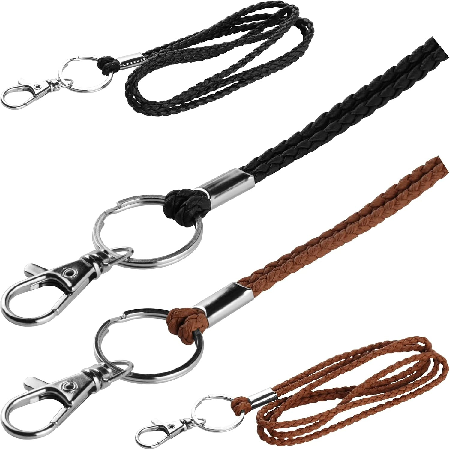 Office Lanyard, 2PCS Handmade PU Leather Necklace Lanyard with Strong