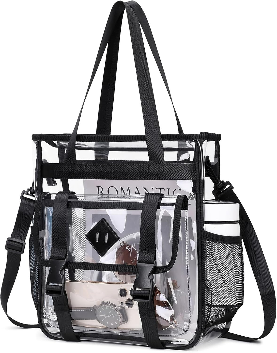 Clear Tote Bag Stadium Approved 12X6X12, Thickened Heavy Duty PVC Transparent To