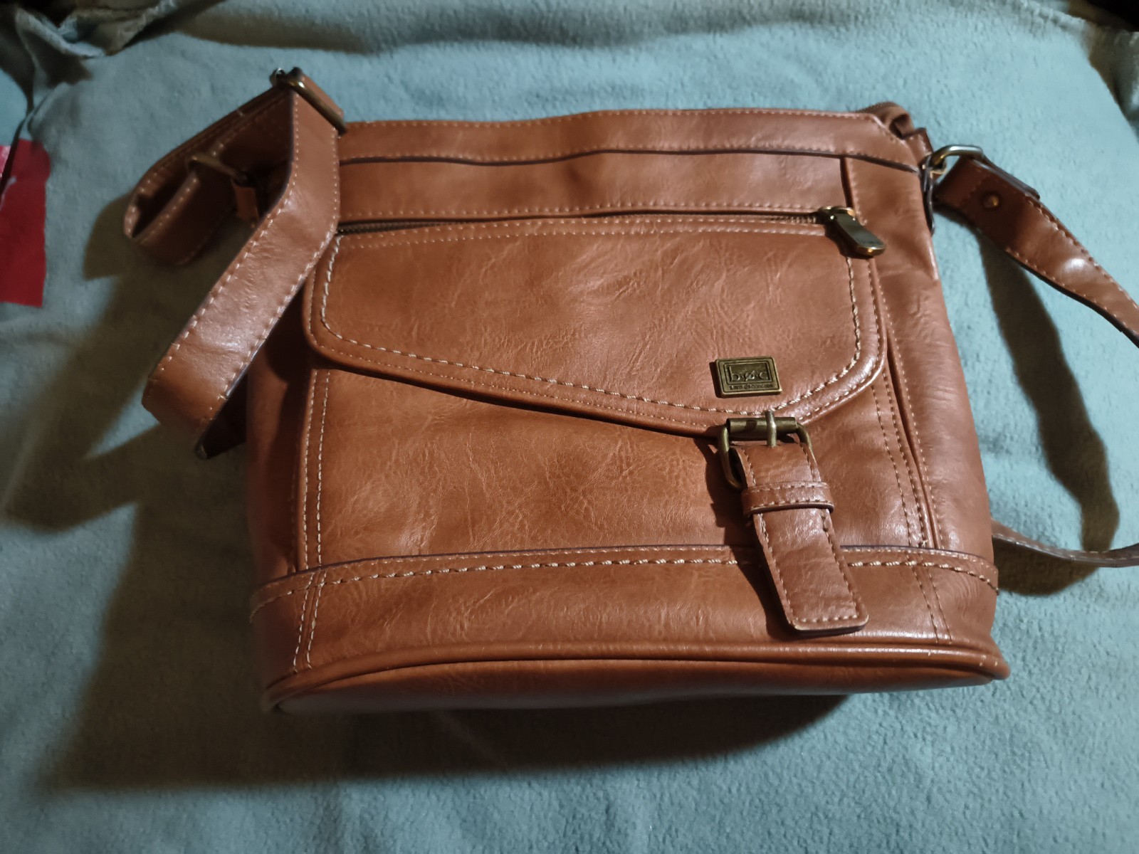 b.o.c Born Concept Brown Shoulder Bag with Buckle Accent, Zipper, Pockets