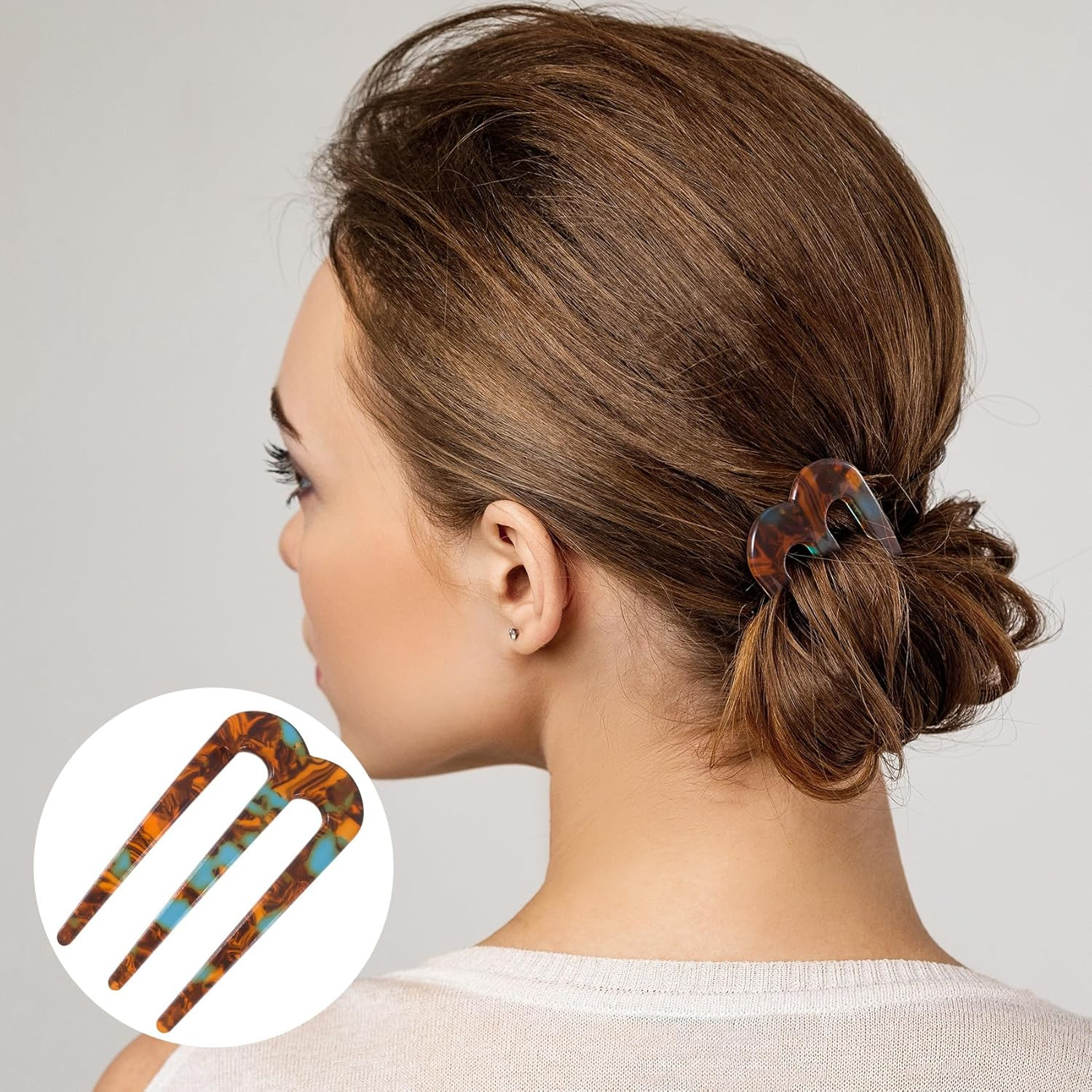 French Hair Pin U Shaped 2 Pcs Dark Brown, Light Brown