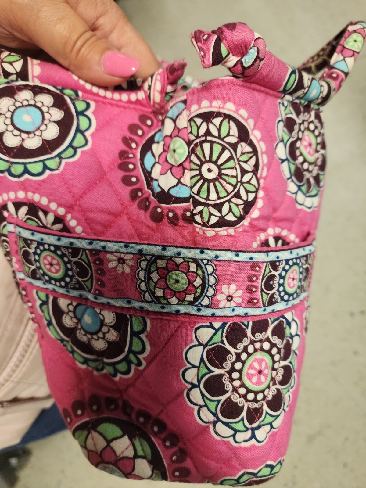 Vera Bradley Pink Multicolor Quilted Floral Tote Bag Zip Closure Inner Pockets