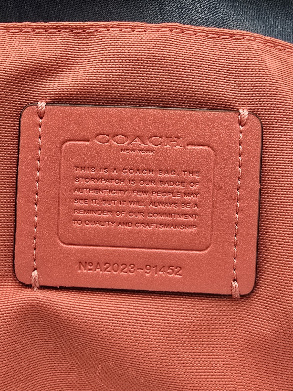 COACH 91452 Abby Duffle Shoulder Bag Light Blue Denim Navy Leather Trm Coral Int