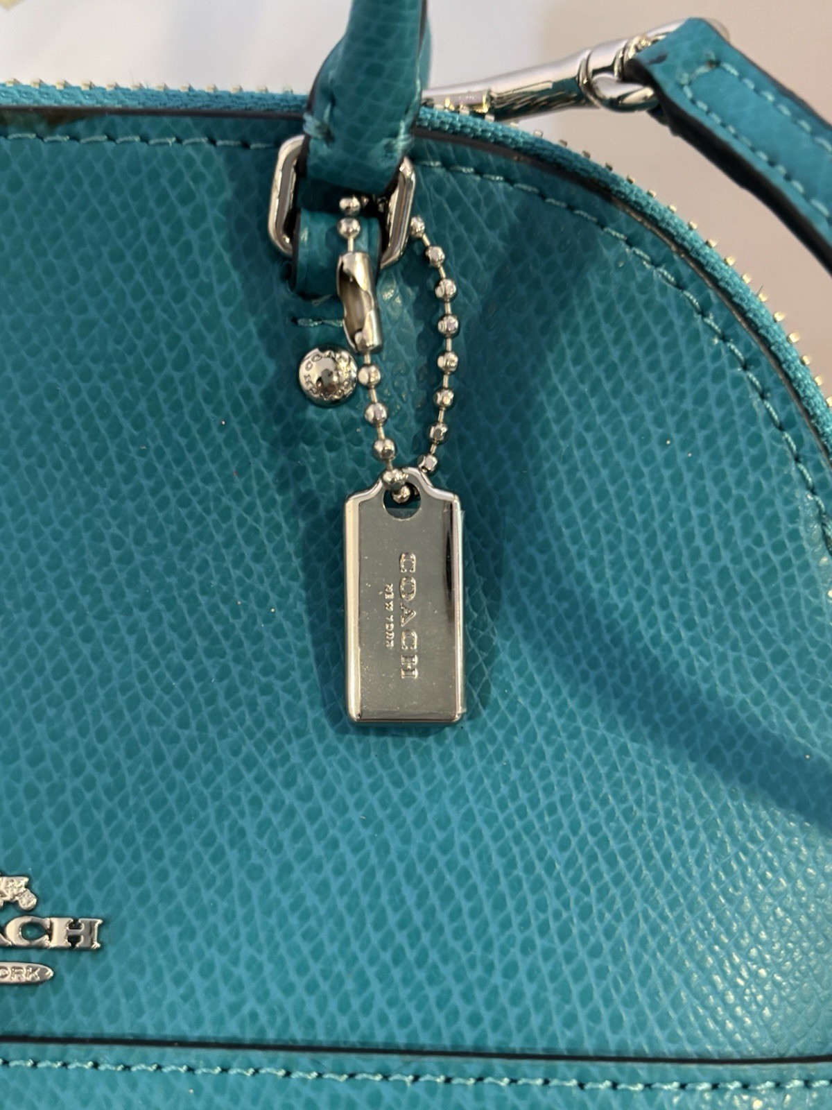 NWT Coach Mini Serena Crossbody Bag 97561 Aqua Crossgrain Leather