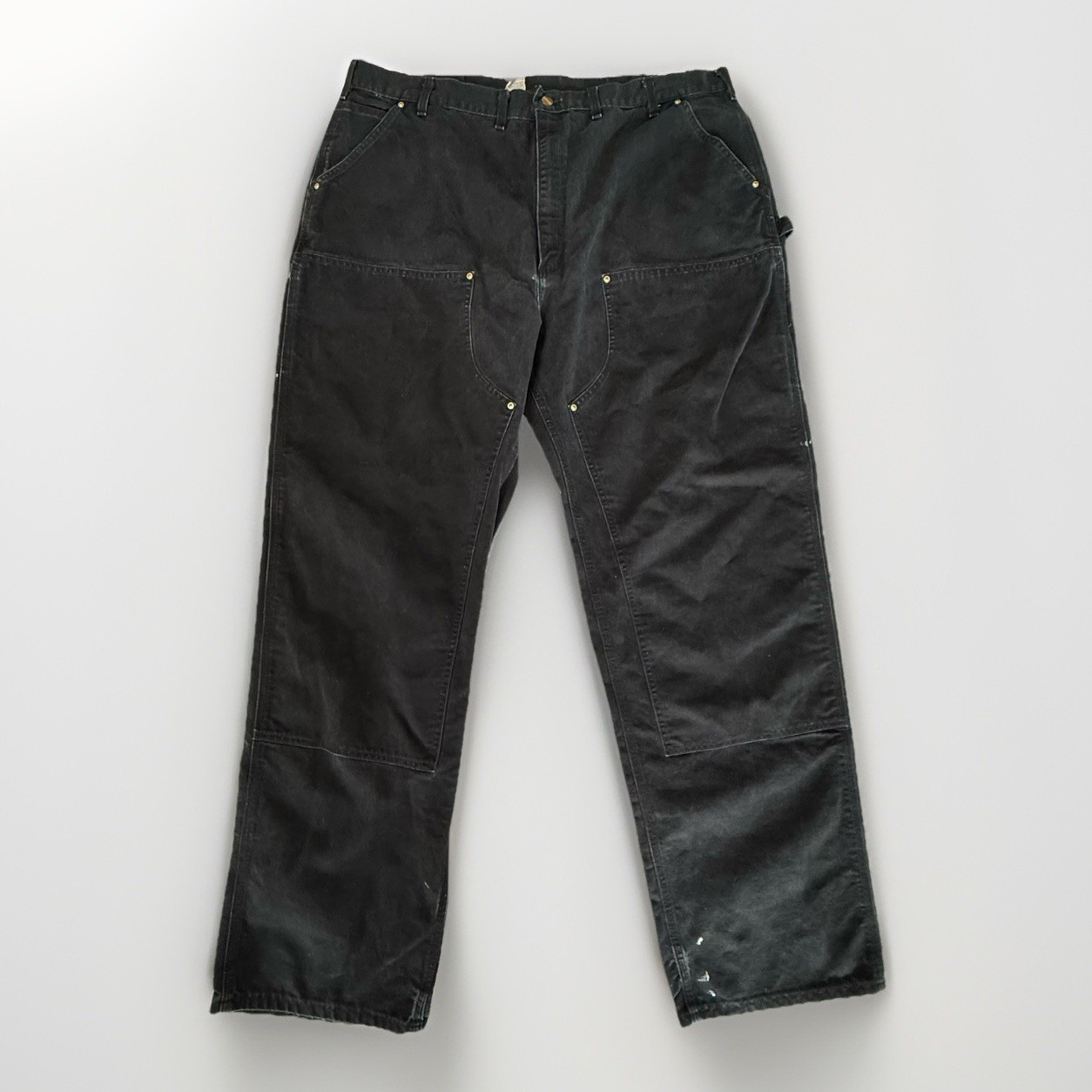 Vtg Carhartt B01 BLK Double Knee Carpenter Pants Sz 44 Black Denim USA Made