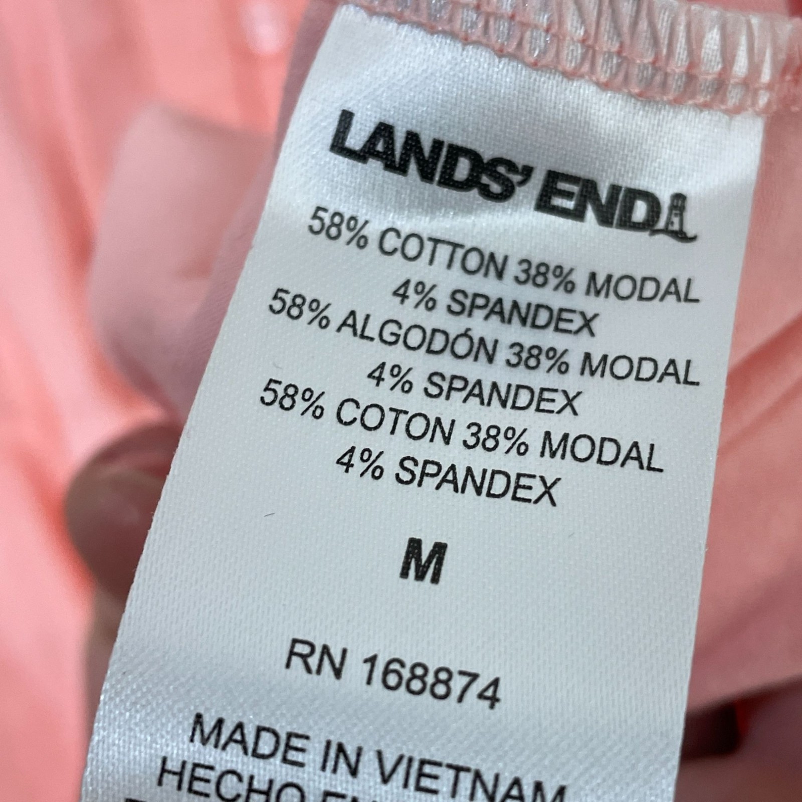 NWT Lands’ End Women’s M Short Sleeve Pintuck Blouse Pink Cotton Modal C0723