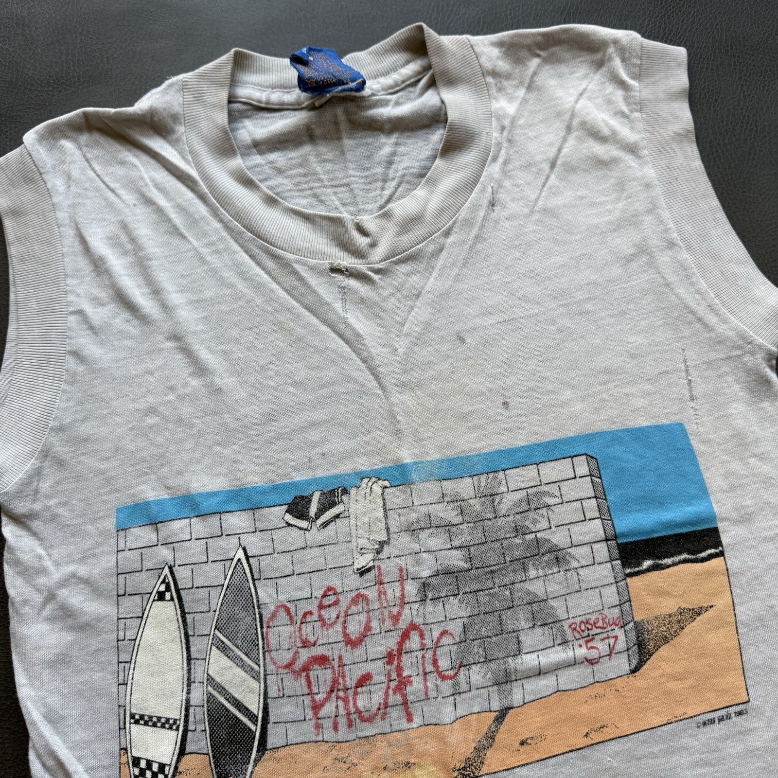 vintage 80s ocean pacific distressed graphic tank top