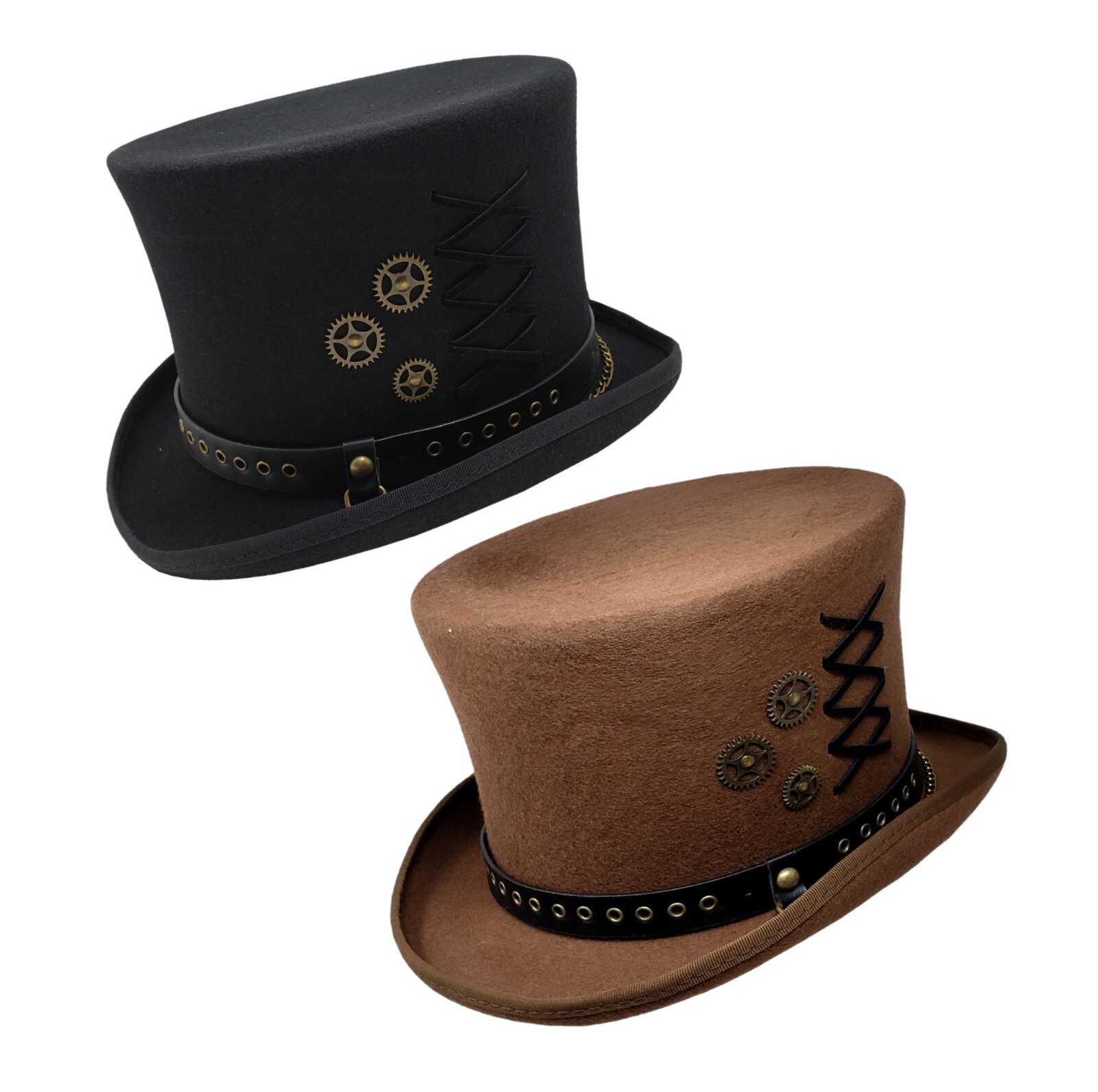 Different Touch Victorian Style 100% Wool 6″ Tall Steampunk Top Hat Men’s