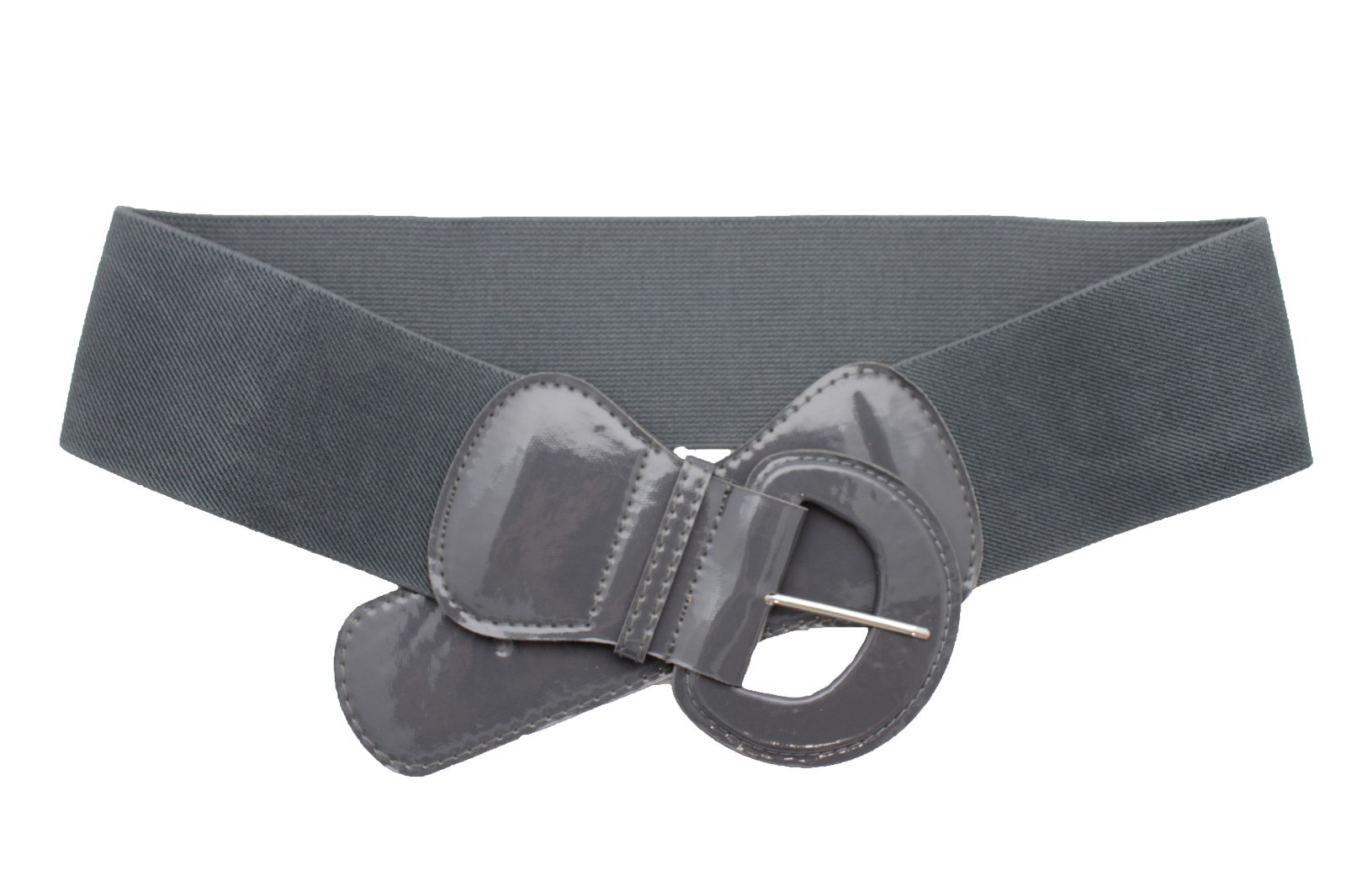 Women Wide Waistband Belt Elastic Strap Charcoal Dark Gray Color Fit Size M L XL