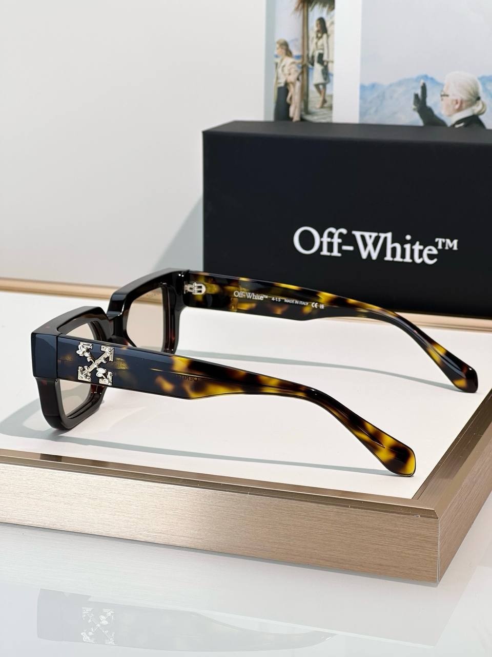 Off-White Square Eyeglasses Black Tortoiseshell Frame Luxury Designer Glasses Un