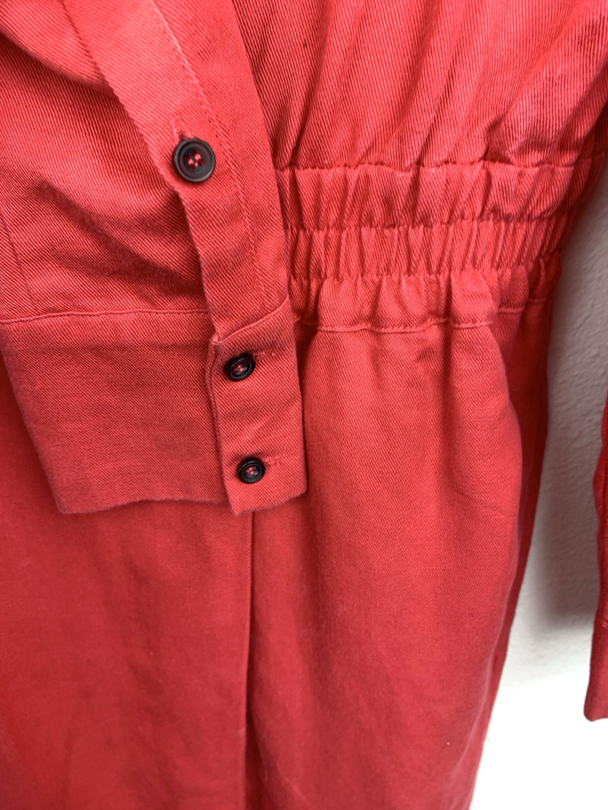 Reiss Emilie Midi Dress Linen Blend Size 4 Long Sleeve Watermelon Red