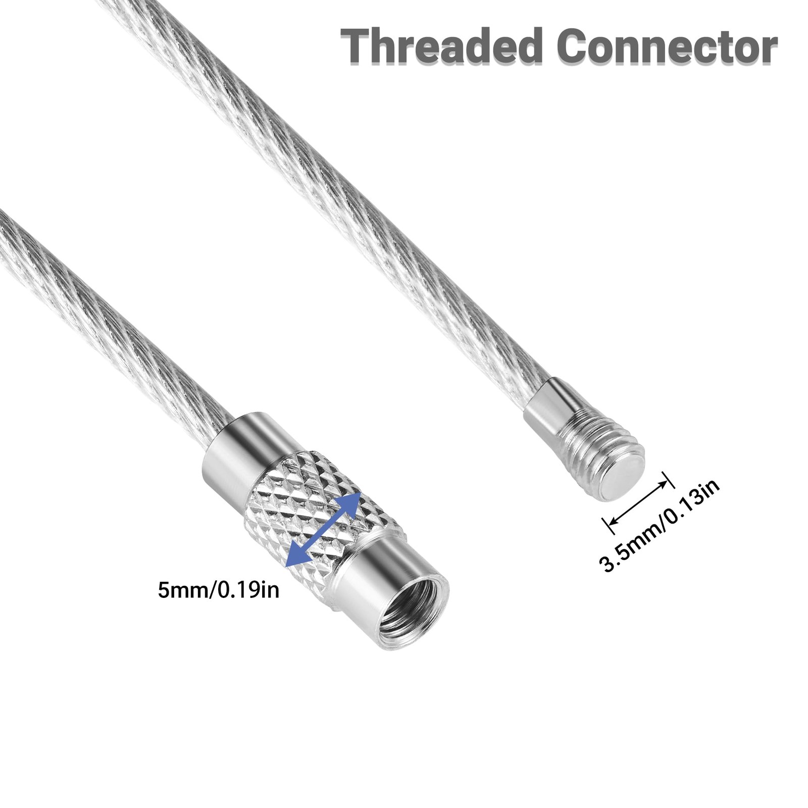 11.8 Inch Wire Keychain Cable,Large Stainless Steel Key Ring Large, Silver