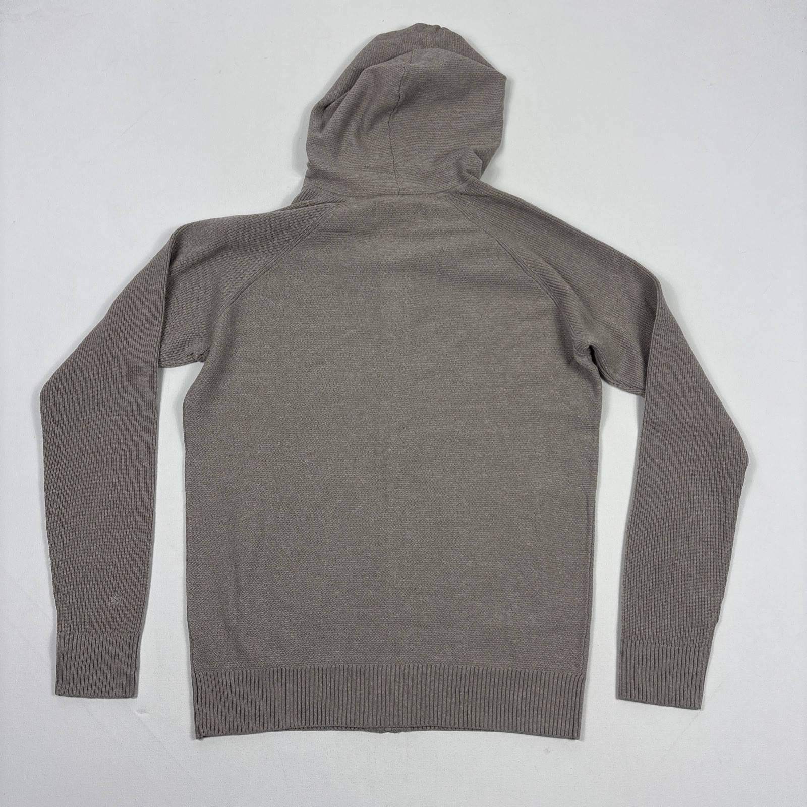 Modern Ambition Men’s Full Zip Hooded Sweater Recycled Knit Jacket Beige Small