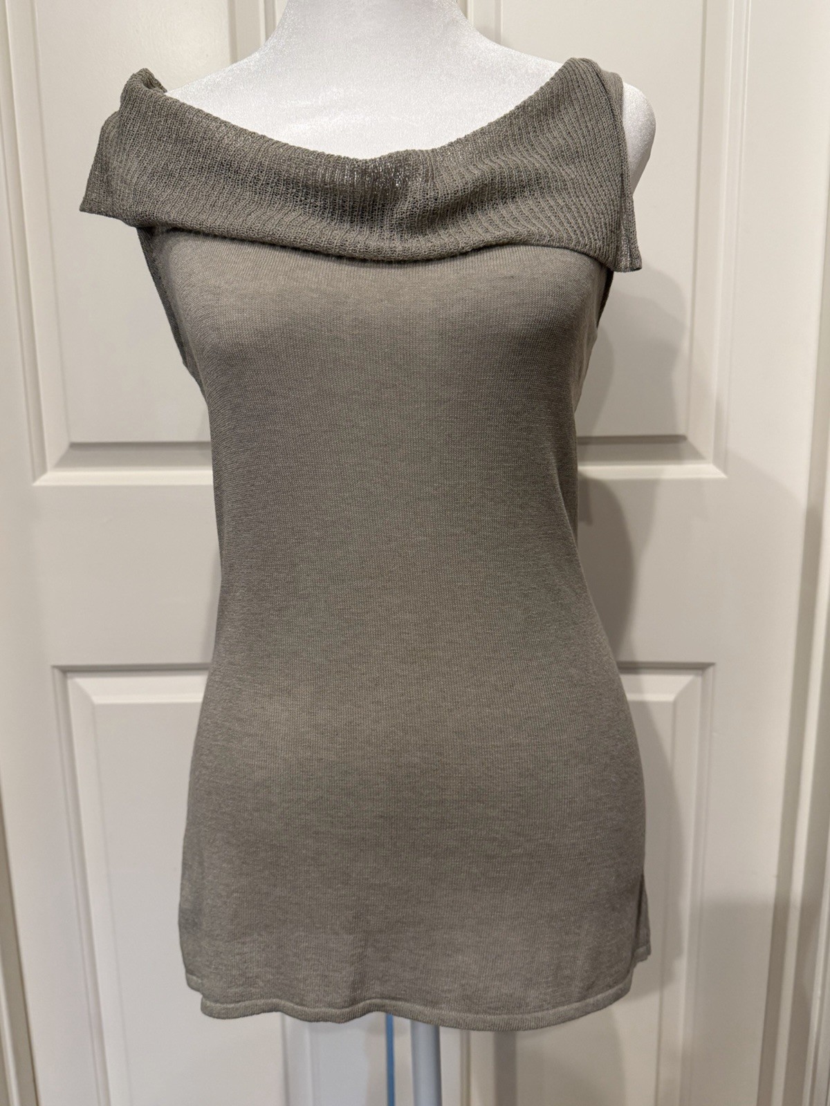 Antonio Melani Sleeveless Taupe Cowl Neck Knit Top In Sz M New With Tags