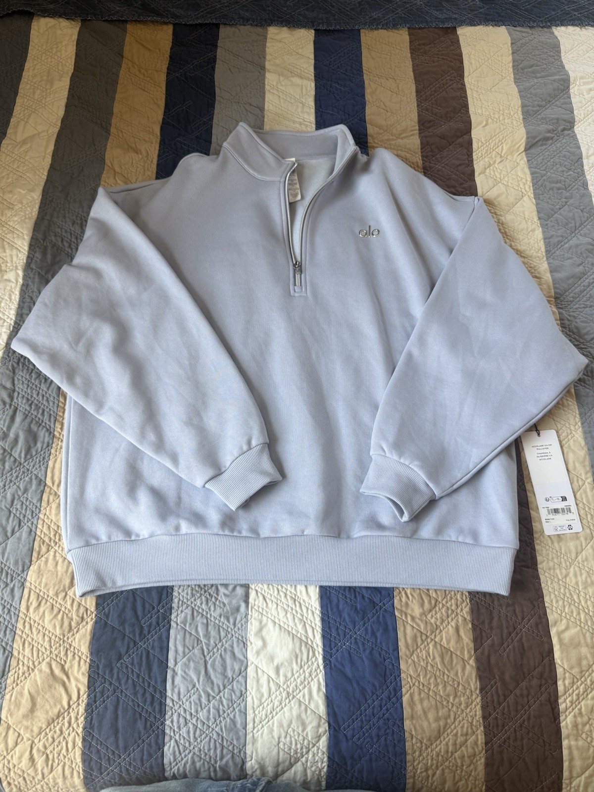 Alo Yoga Accolade 1/4 Zip Fleece Sweatshirt Blue Unisex’s Regular L