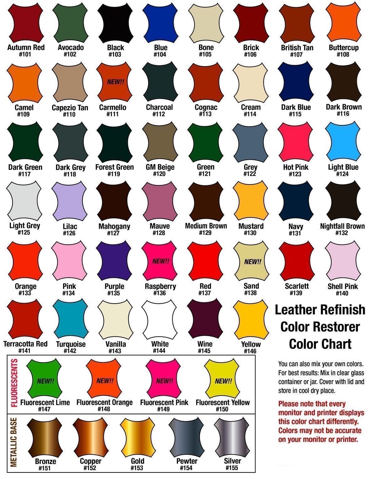 Leather Refinish Sofa Handbag Shoe Belt Leather Color Dye 4 oz – Multiple Colors