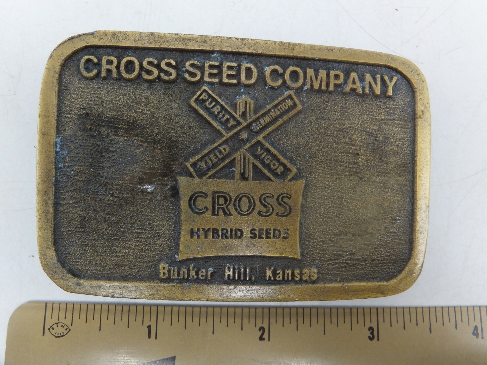 Vintage Hitline USA Cross Hybrid Seed Company Purity Yield Vigor KS Belt Buckle