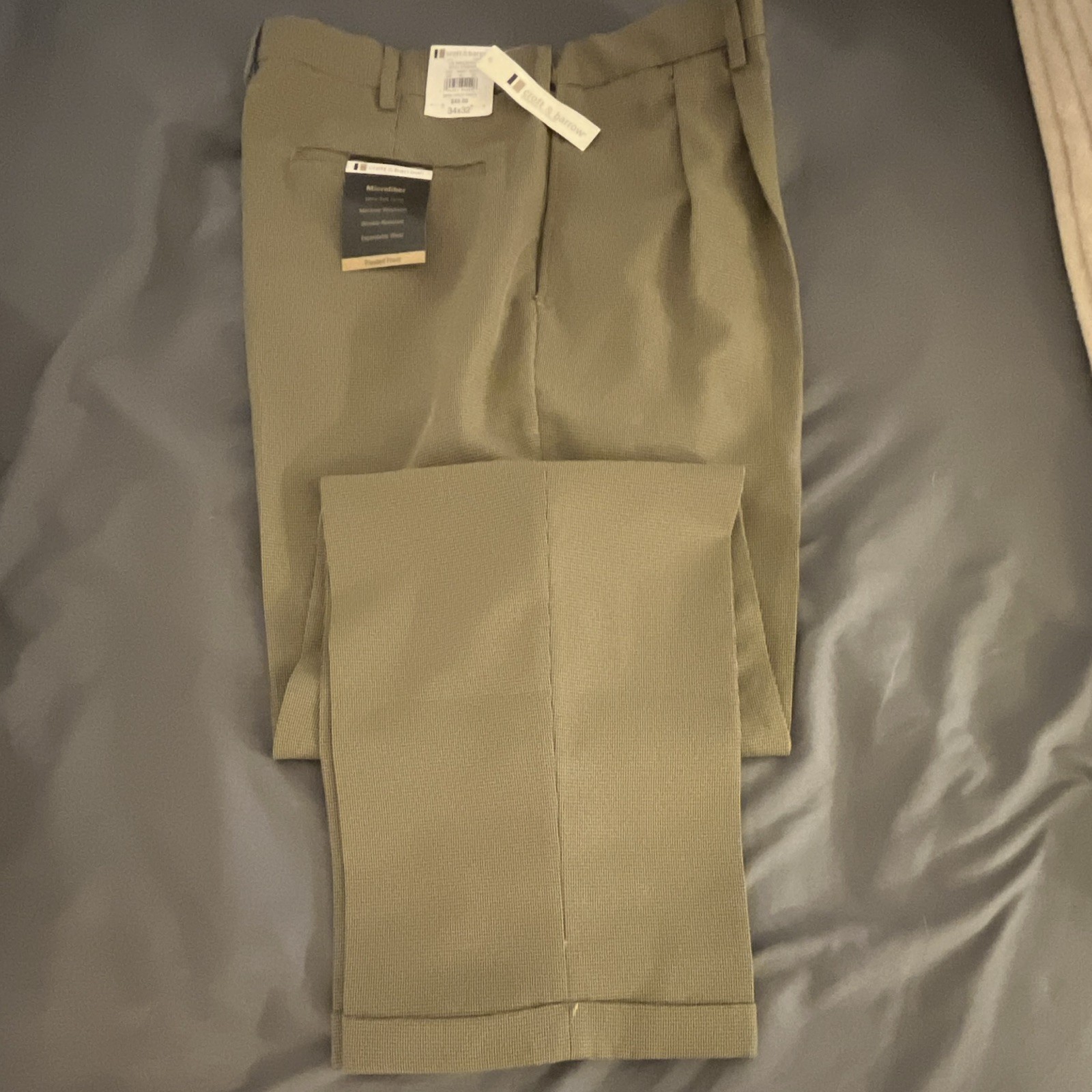 Croft & Barrow Microfiber Pleated Dress Pants 34W Tan/Black Check