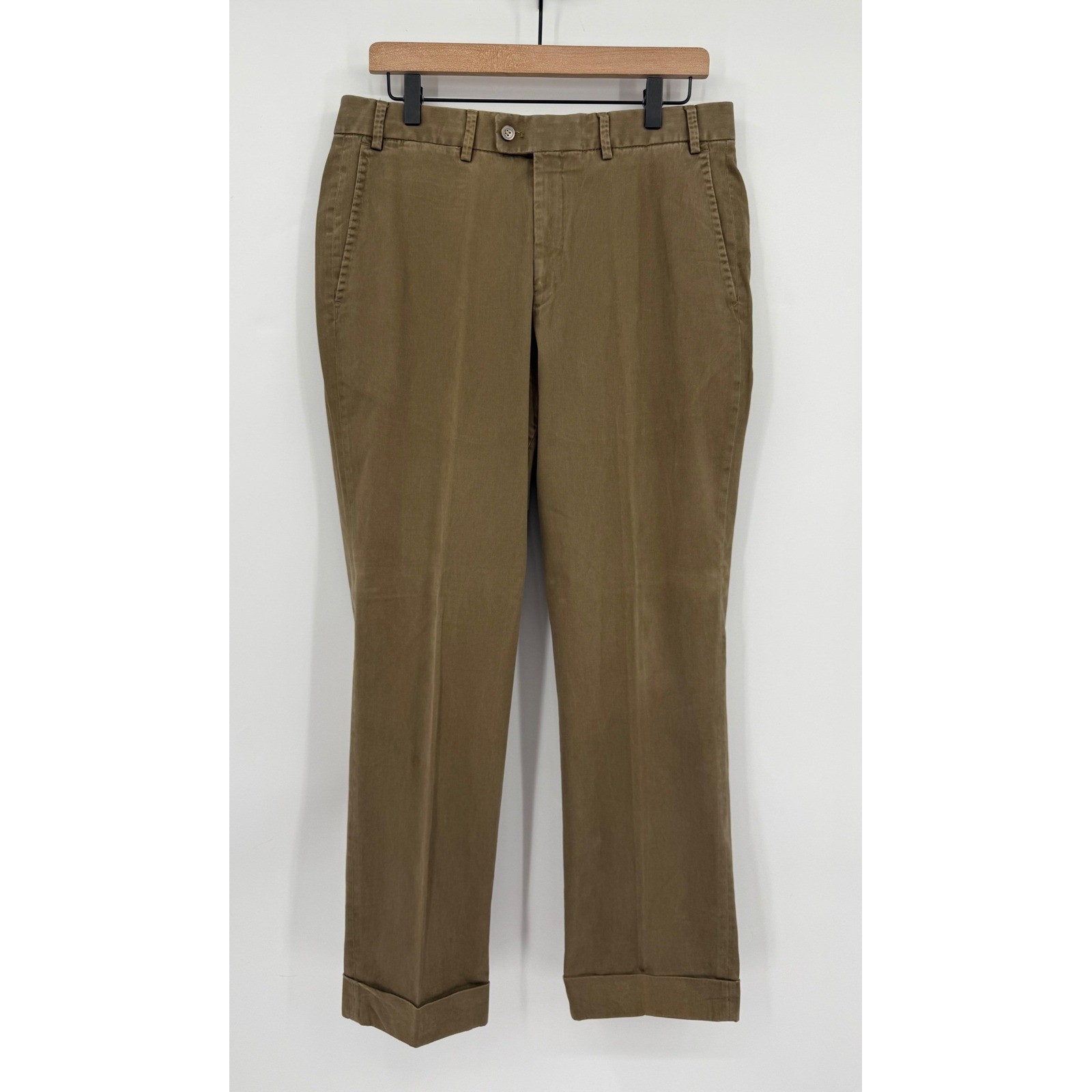 Hiltl Pants Mens 34×30 Brown Ultimate Trouser Cotton Stretch Cuffed Soft