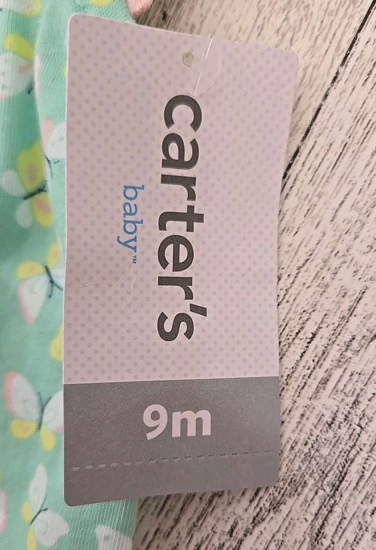 Carter’s Short Set 6-9 Months Butterflies Shirt Shorts Romper Girl 3pc NEW