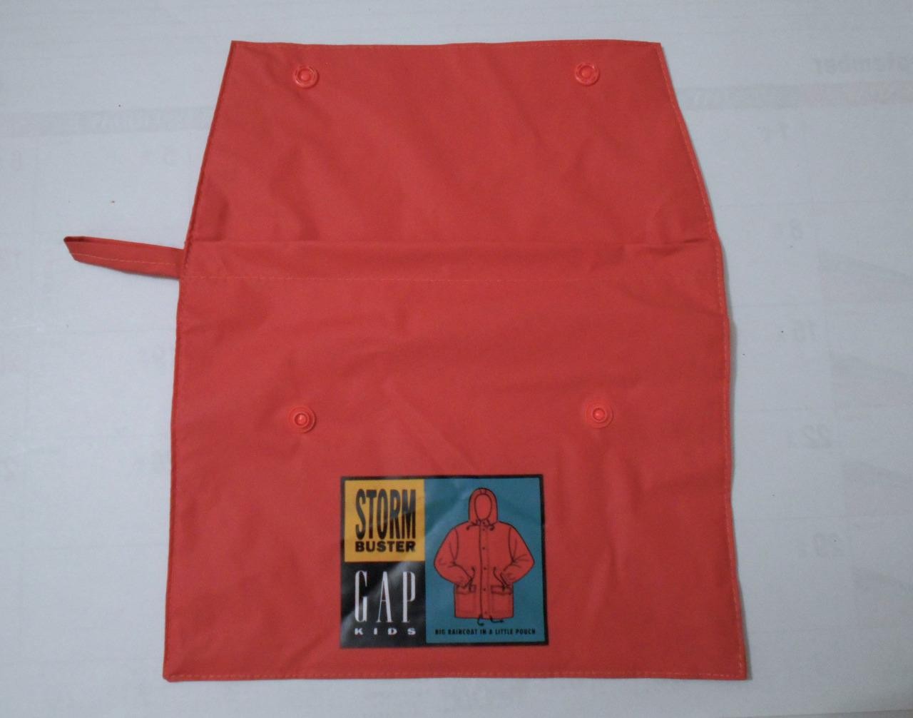 Vtg Gap Kids Storm Buster Raincoat & Pouch Peach/Orange L/XL