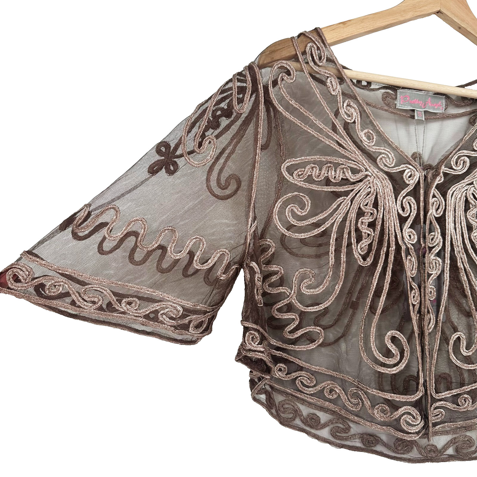 Pretty Angel Embroidered Sheer Kimono Top Small Boho Fairy Festival Romantic