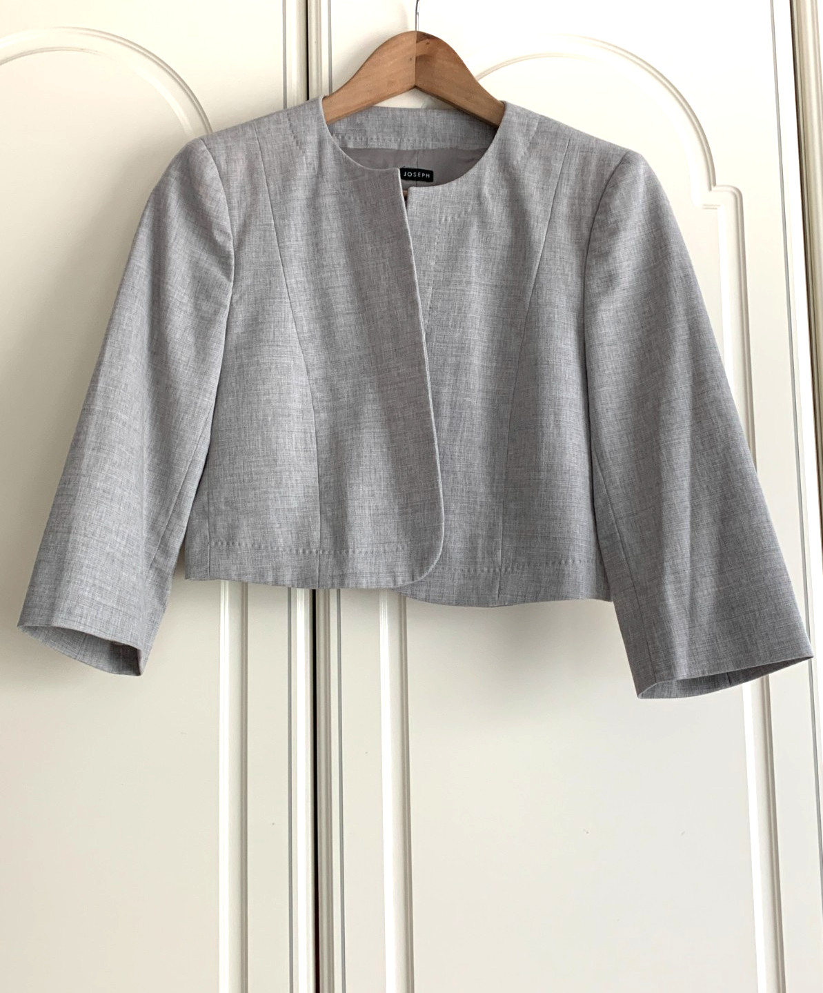 Joseph Grey 90% Wool Open Bolero Style Lined Jacket – Made in Italy Size 40