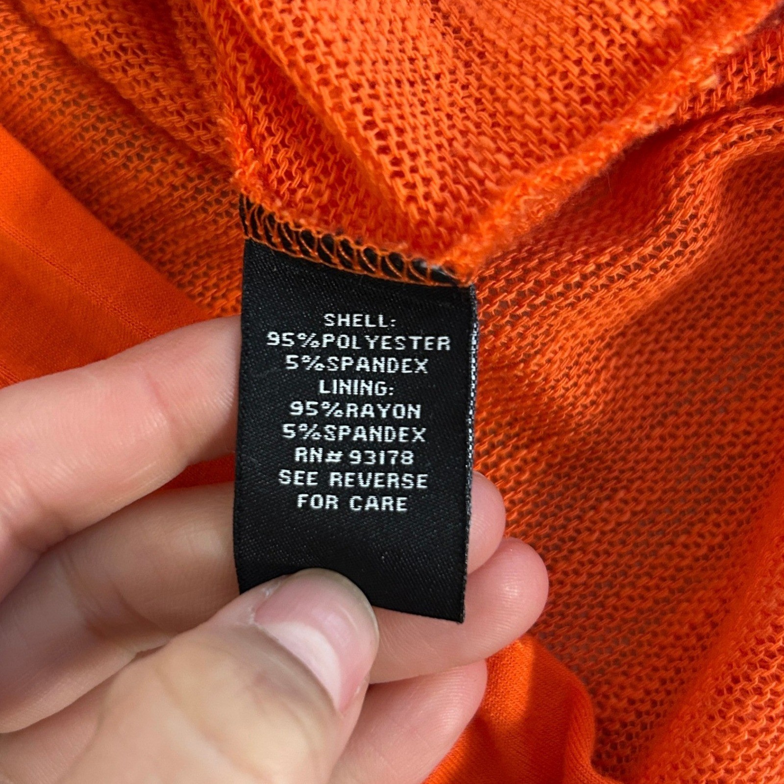 Context Orange Button Back Knit Top Oversized 3/4 Sleeve Small