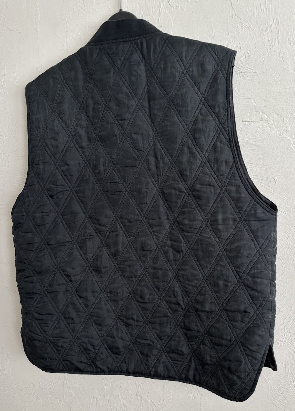 Robert Stock Men’s Black 100% Silk Nylon Lined Quilted Zip Vest Size S