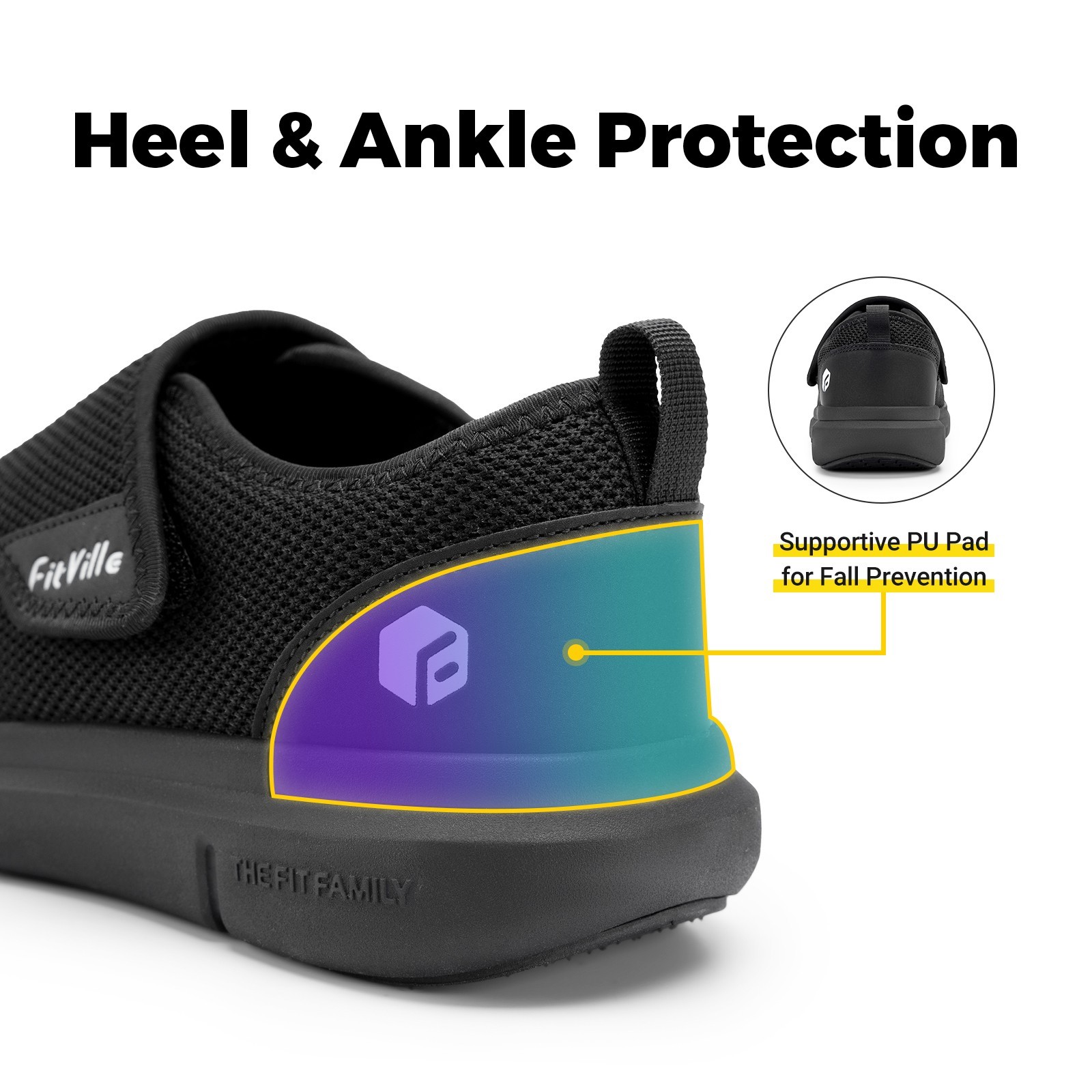 FitVille Diabetic Shoes Men Extra Wide Slip-On Shoes Swollen Feet Pain Relief