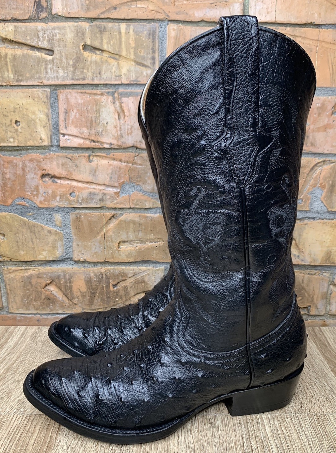 Don Cucos Boots Full Quill Black Ostrich Boots