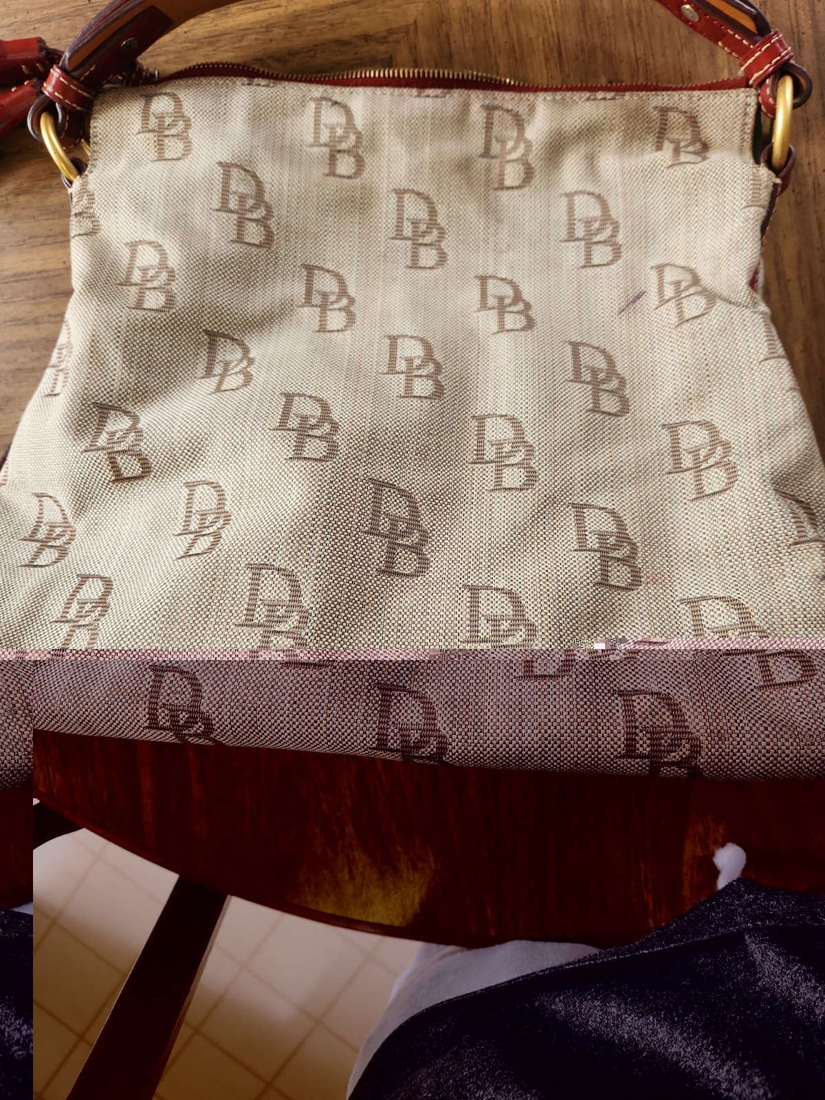 Nice Dooney & Bourke Shoulder Bag Tan Brown Florentine Jacquard Zip Slouchy Y2K