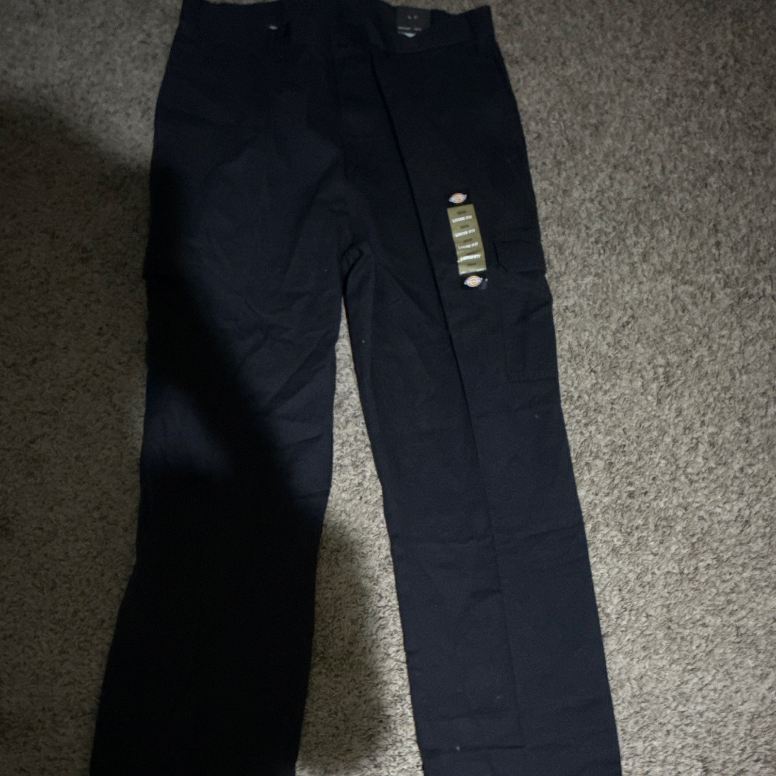 Dickies Men’s Black Cargo Pants Loose Fit Straight Leg Regular 38W