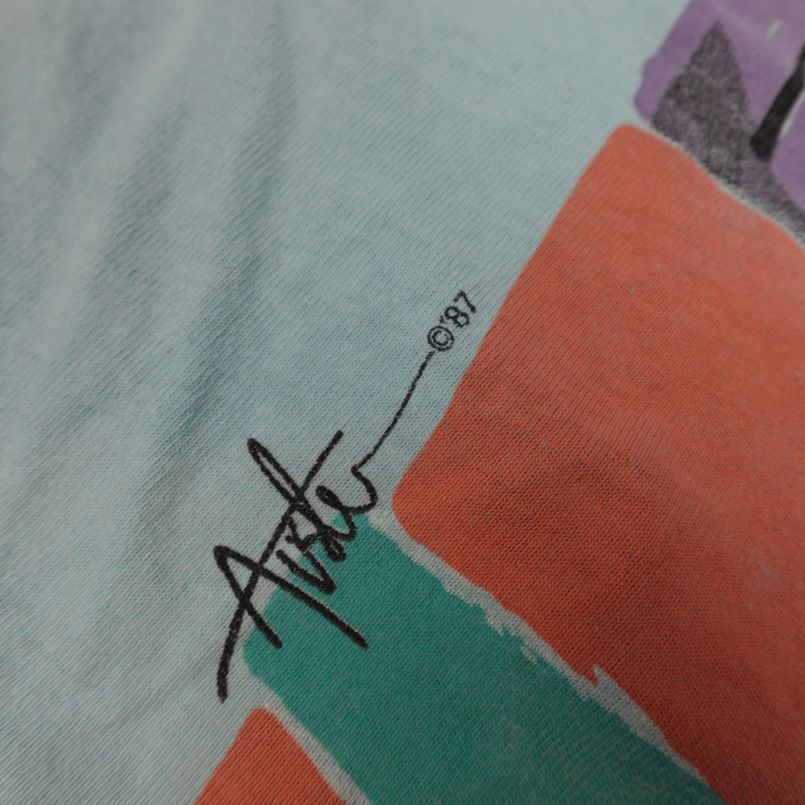 Vintage Zuma Beach Shirt Mens Medium Blue Equator Palm Tree Windsurfing 80s 1987