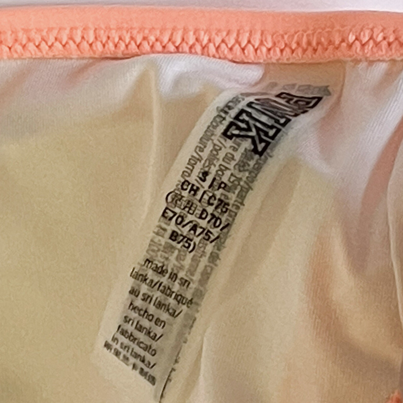 PINK Victoria Secret Swim Top Sz Small S C75 (34C) Peach Halter Strap Back Tie