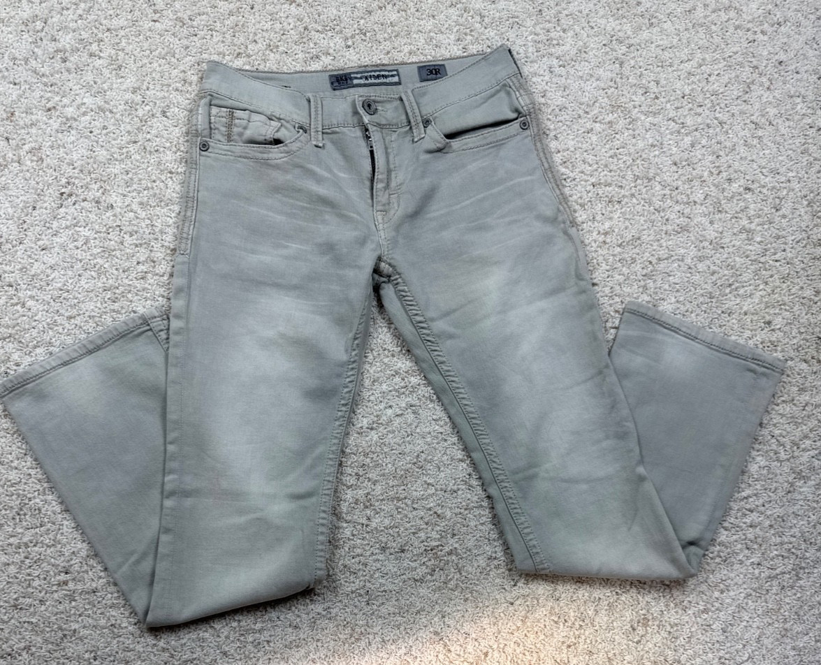 BKE Jeans Mens Aiden Straight Sz 30×32 Buckle Denim Pants Gray Thick Stitch