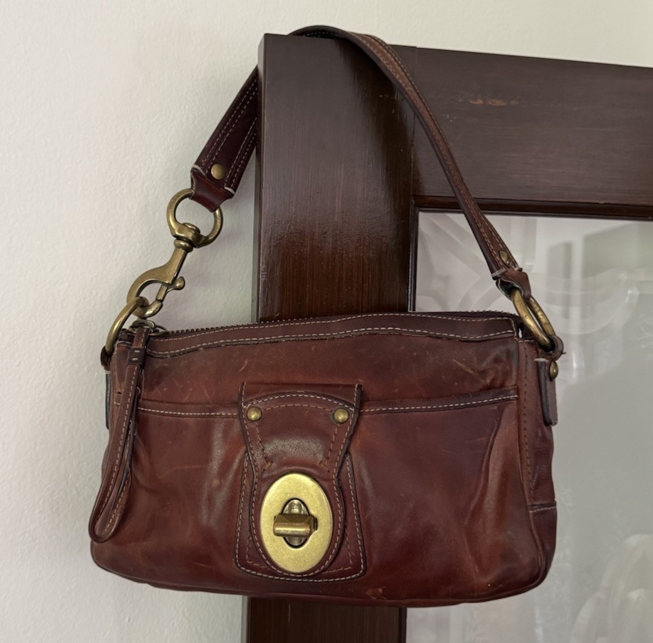 Vtg Coach Legacy 65th Anniversary Y2K Brown Leather Turn Lock Shoulder Bag 10326