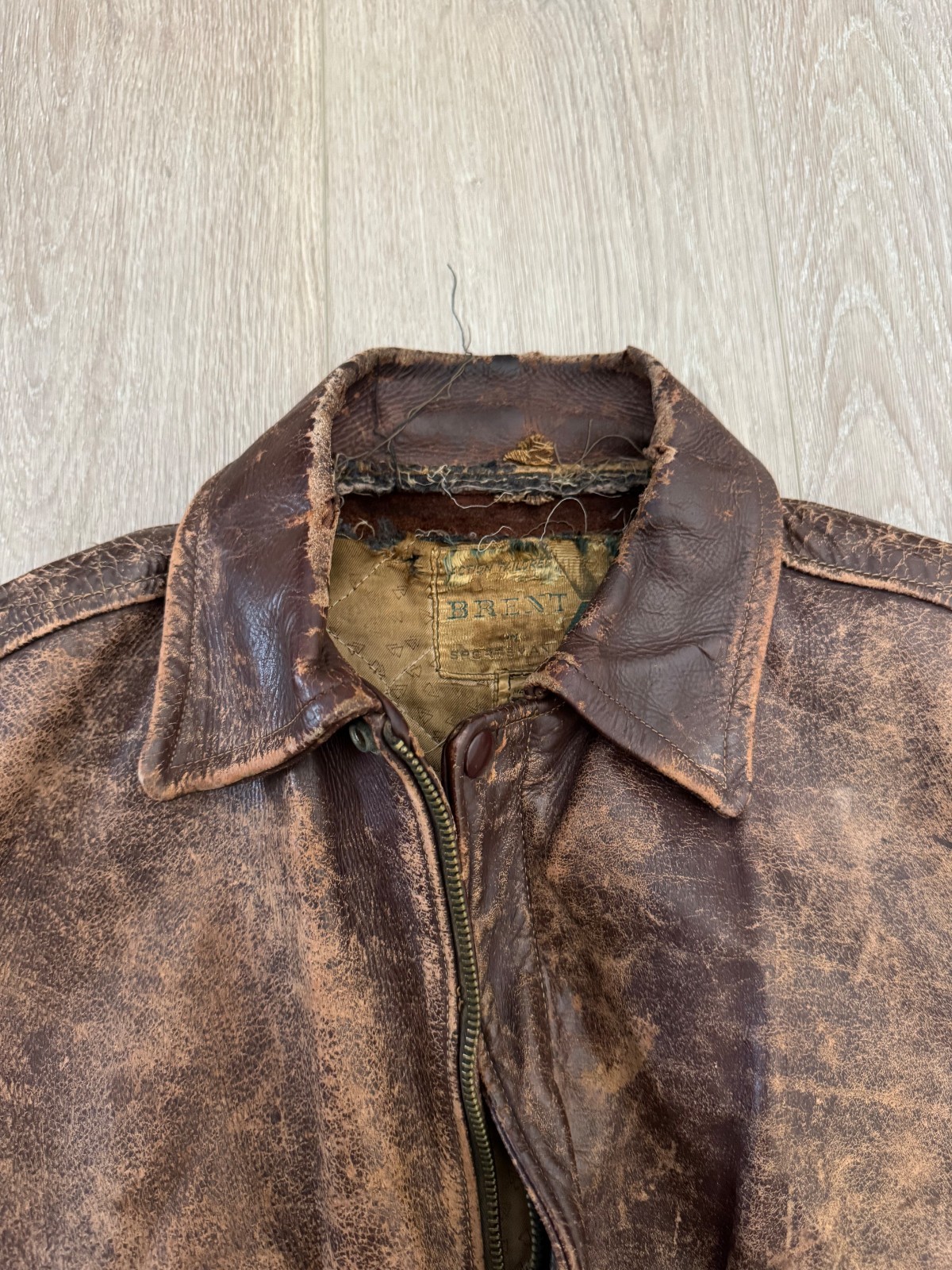 vintage 50s Steerhide Leather Bomber Jacket M Teacore Faded Patina 40s Horse