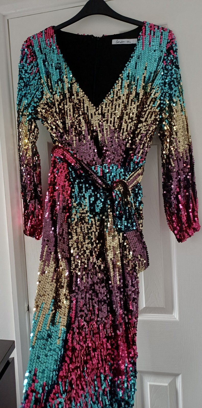 YOURS LONDON sz 20 ombre Sequin Dress JEWEL Shades Cocktail Party Cruise New £65