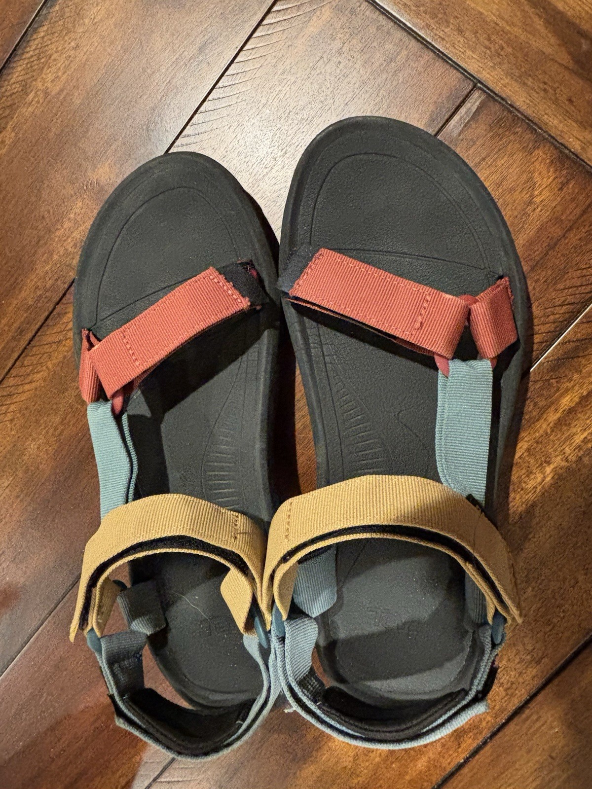 Teva Men’s Sport Sandals Multicolor Colorblock Hook & Loop Adjustable US 11