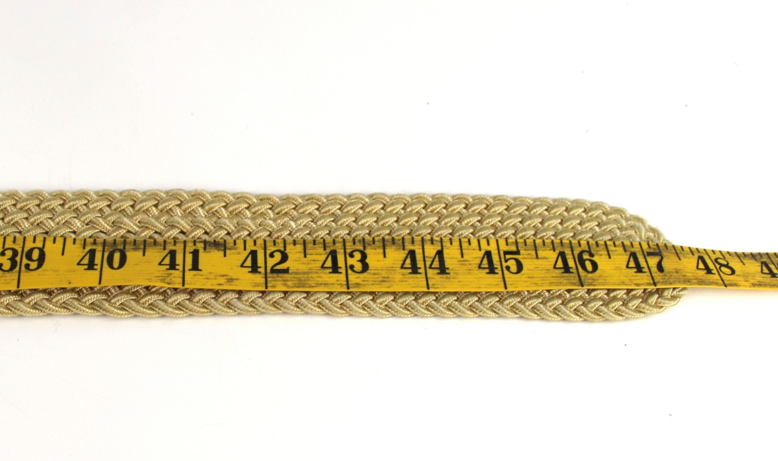 Lauren BRAIDED ELASTIC BEIGE CORD BROWN LEATHER 1 3/4″Wd CASUAL BELT Sz XL (R47
