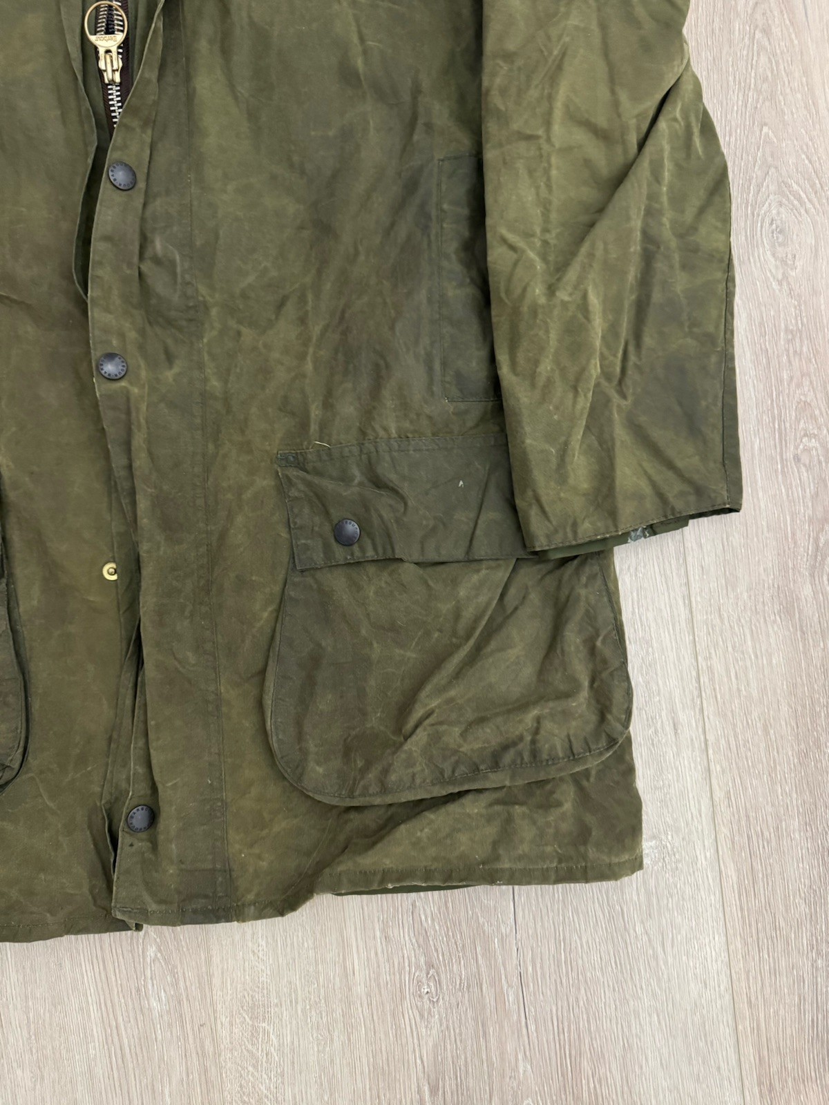 vintage Barbour A200 Border Waxed Olive Green Jacket 42/107CM Size L England