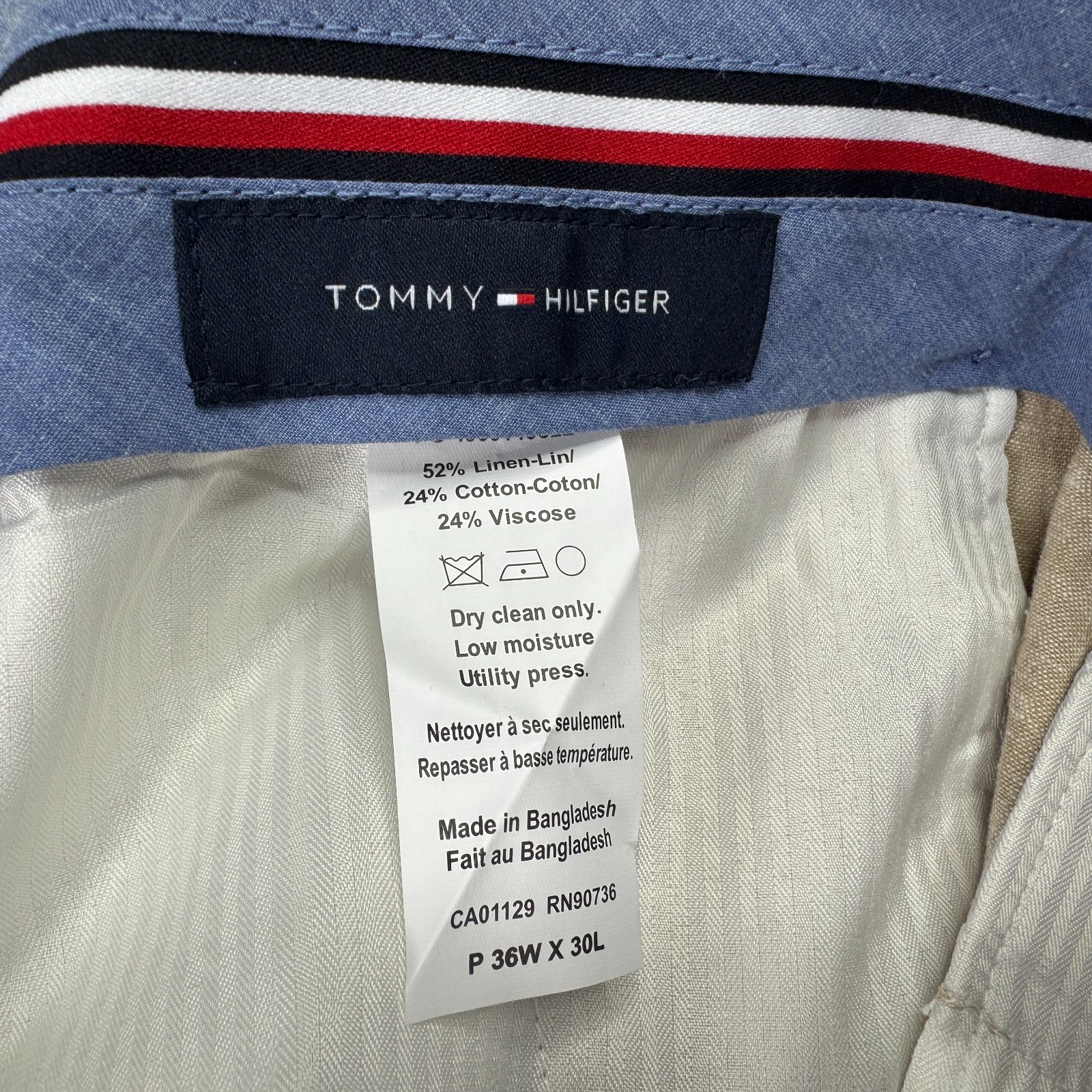 Tommy Hilfiger Mens Hall Modern Fit Linen Blend Suit Pants Tan 36×30