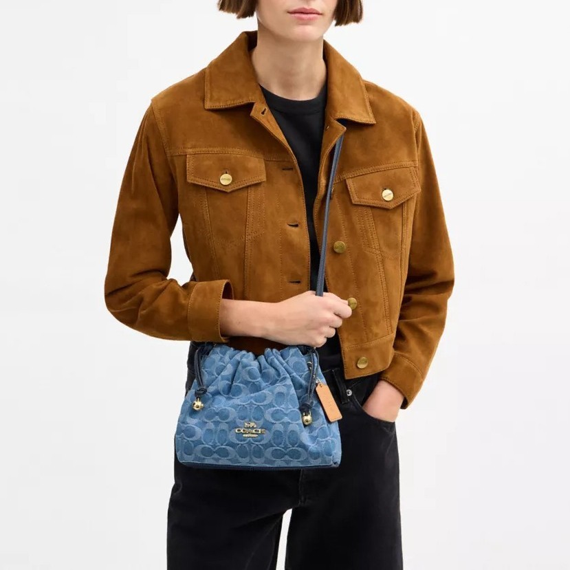 COACH Faye Drawstring Bag In Signature Denim Blue CDB94 F/S JP [DDP]