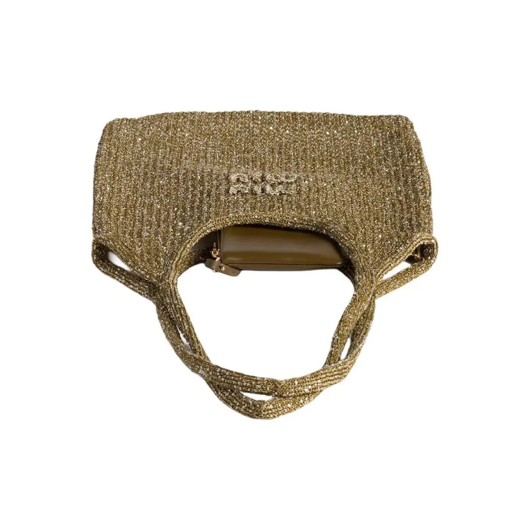 MIU MIU Ivy Printed Pouch Polyamide Shoulder Bag Women’s Khaki 15.7×13.7 in