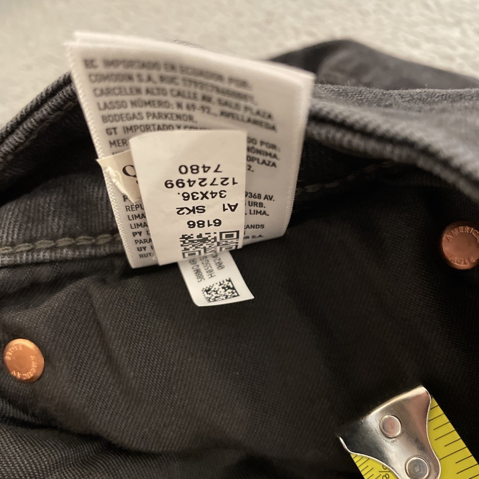 New American Eagle Athletic Straight Jeans Men’s 34×36 Black Airflex Stretch NWT