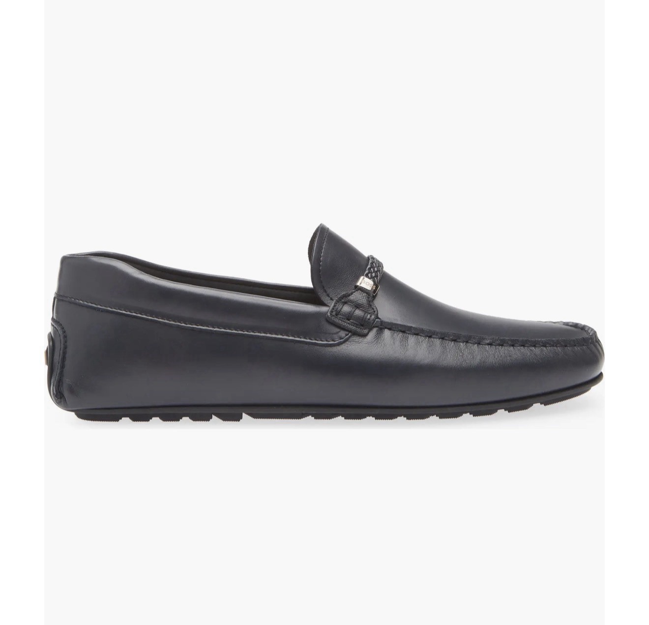 Hugo Boss Men’s Moccasins Navy Blue Leather In Size 42 Europe Made with Box New