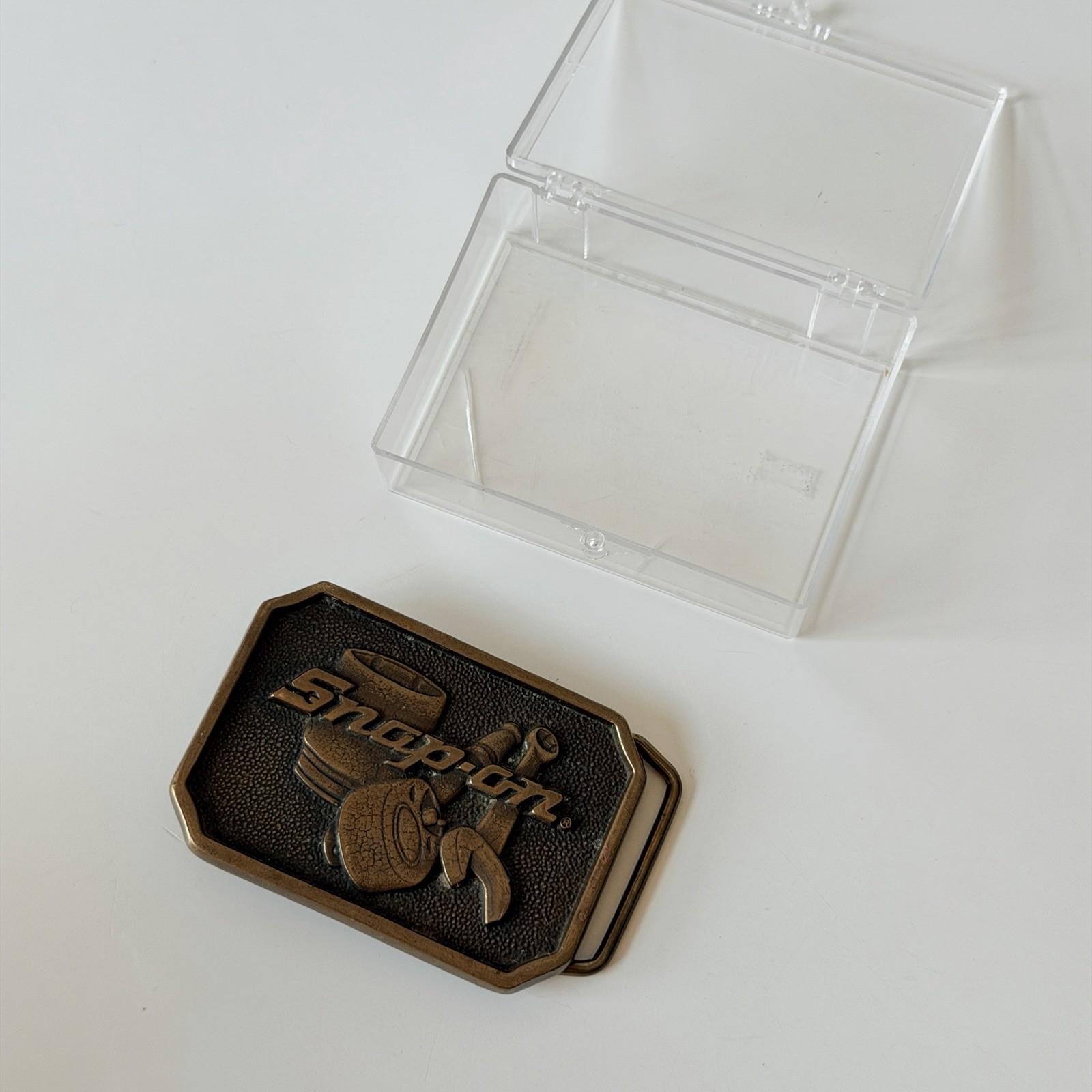 BTS Brass Belt Buckle SNAP-ON TOOLS SPP-513 Solid Brass Vintage USA Made +Case