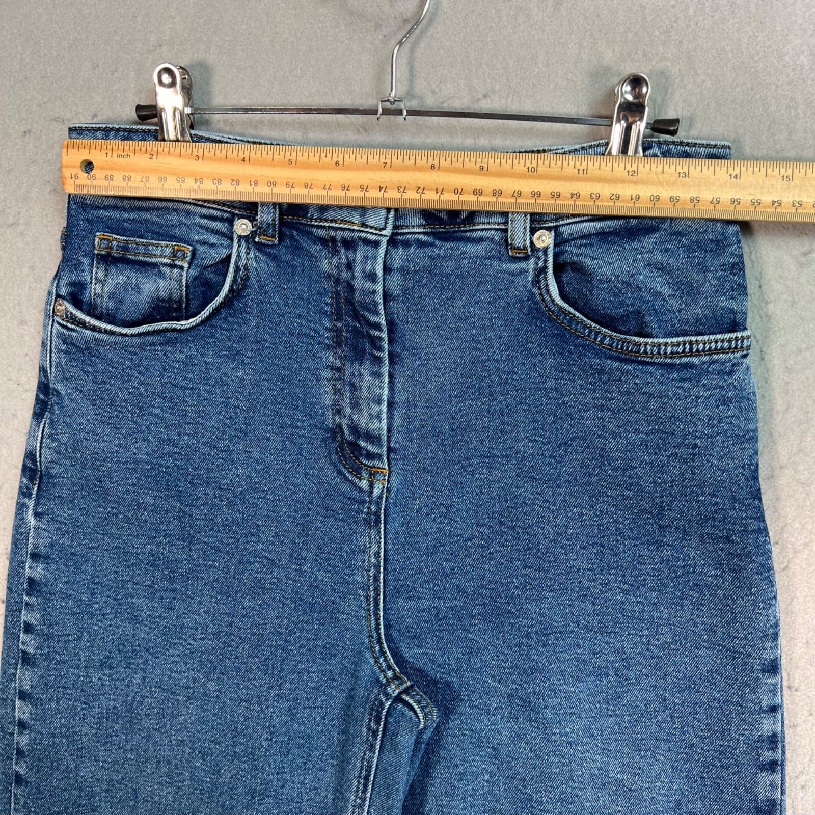NA-KD Art High-Waisted Straight-Leg Denim Jeans Womens Size 34 Blue