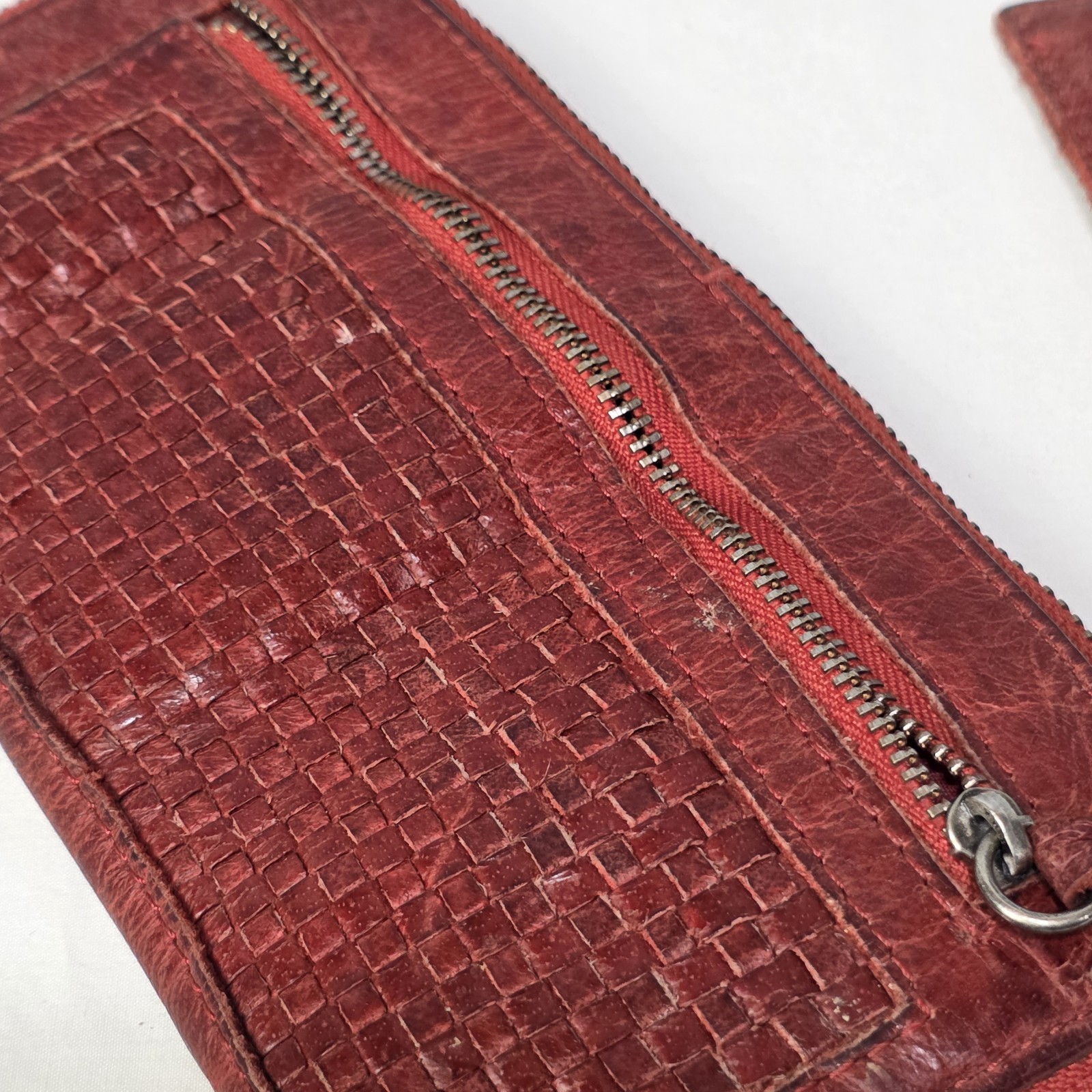 Cowboy Bags Wallet – Red Leather – Weave Pattern Western Style